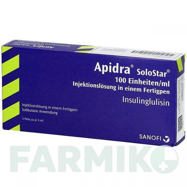 ЭПАЙДРА (APIDRA) 100 ЕД/мл шприци 3x3 мл - Инсулин глулизин ACA MULLER-ADAG PHARMA