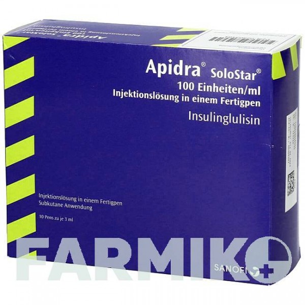 ЕПАЙДРА (APIDRA) 100 ОД/мл розчин 10x3 мл - Інсулін глулізин ACA MULLER-ADAG PHARMA