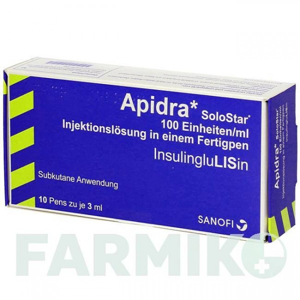 ЕПАЙДРА (APIDRA) 100 ОД/мл шприци 10x3 мл - Інсулін глулізин DOCPHARM