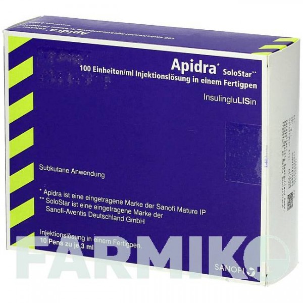 ЭПАЙДРА (APIDRA) 100 ЕД/мл раствор 10x3 мл - Инсулин глулизин KOHLPHARMA