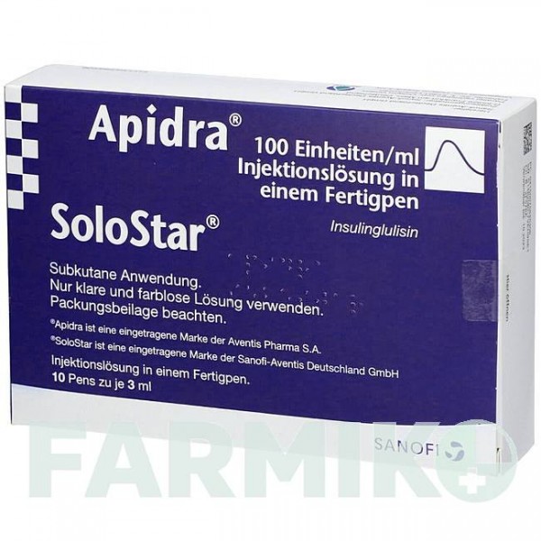 ЭПАЙДРА (APIDRA) 100 ЕД/мл раствор 10x3 мл - Инсулин глулизин ORIFARM