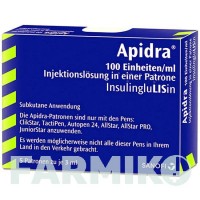 ЕПАЙДРА (APIDRA) 100 ОД/мл картриджі 5x3 мл - Інсулін глулізин SANOFI