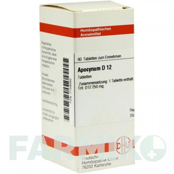 АПОЦИНУМ (APOCYNUM) D 12 таблетки 80 шт - Гомеопатия DHU