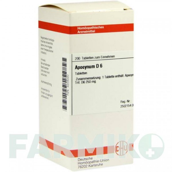 АПОЦИНУМ (APOCYNUM) D 6 таблетки 200 шт - Гомеопатия DHU