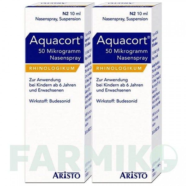 АКВАКОРТ (AQUACORT) 50 мкг 2 х 200 доз спрей 2x10 мл - Будесонид ARISTO PHARMA