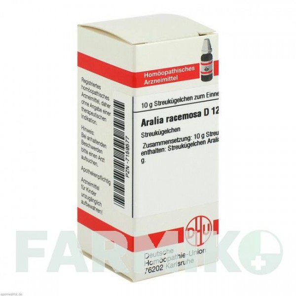 АРАЛИА РАЦЕМОЗА (ARALIA RACEMOSA) D 12 глобули 10 г - Гомеопатия DHU