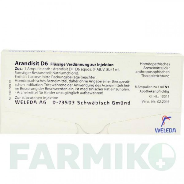 АРАНДИЗИТ (ARANDISIT) D 6 ампулы 8x1 мл - Гомеопатия WELEDA
