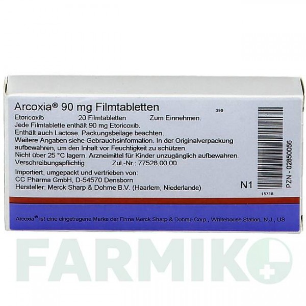 АРКОКСИА (ARCOXIA) 90 мг таблетки 20 шт - Эторикоксиб CC PHARMA