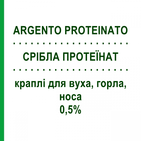 СЕРЕБРА ПРОТЕИНАТ (ARGENTO PROTEINATO) 0,5% капли для уха, горла, носа 10 мл - Активные агенты ZETA FARMACEUTICI