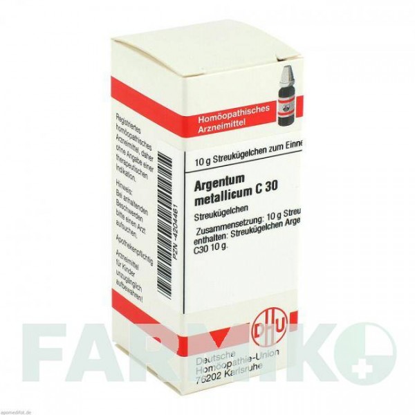 АРГЕНТУМ МЕТАЛЛИКУМ (ARGENTUM METALLICUM) C 30 глобули 10 г - Гомеопатия DHU
