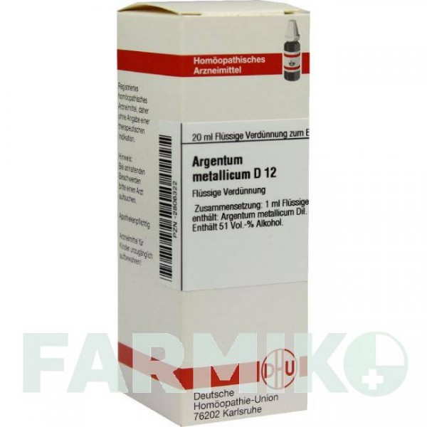 АРГЕНТУМ МЕТАЛЛИКУМ (ARGENTUM METALLICUM) D 12 раствор 20 мл - Гомеопатия DHU