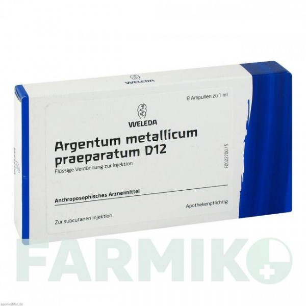 АРГЕНТУМ МЕТАЛЛИКУМ (ARGENTUM METALLICUM) D 12 ампулы 8 шт - Гомеопатия WELEDA