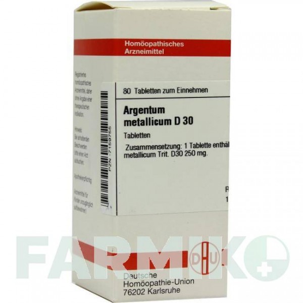 АРГЕНТУМ МЕТАЛЛИКУМ (ARGENTUM METALLICUM) D 30 таблетки 80 шт - Гомеопатия DHU