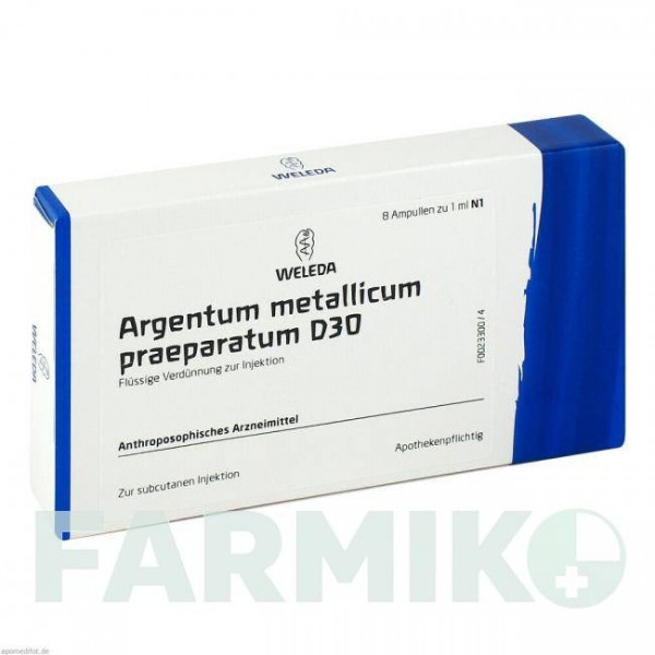 АРГЕНТУМ МЕТАЛІКУМ (ARGENTUM METALLICUM) D 30 ампули 8 шт - Гомеопатія WELEDA