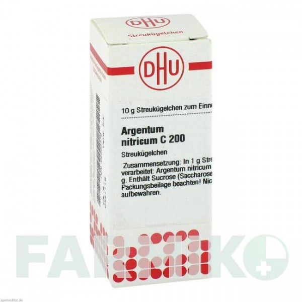 АРГЕНТУМ НИТРИКУМ (ARGENTUM NITRICUM) C 200 глобули 10 г - Гомеопатия DHU