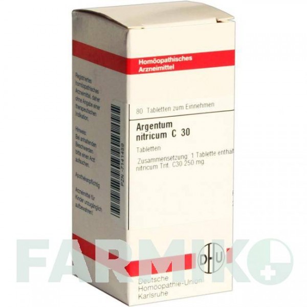 АРГЕНТУМ НИТРИКУМ (ARGENTUM NITRICUM) C 30 таблетки 80 шт - Гомеопатия DHU