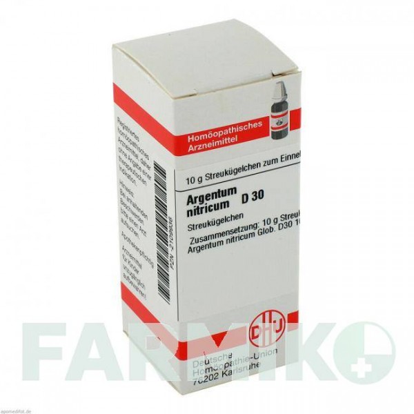 АРГЕНТУМ НИТРИКУМ (ARGENTUM NITRICUM) D 30 глобули 10 г - Гомеопатия DHU