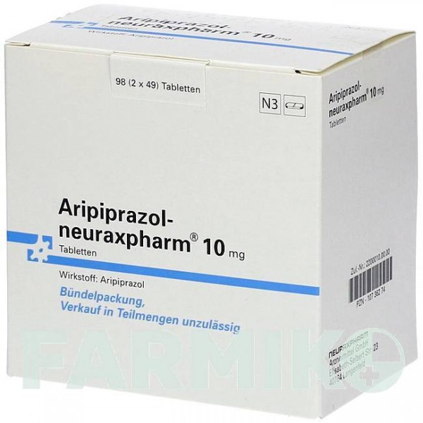 АРІПІПРАЗОЛ (ARIPIPRAZOL) 10 мг таблетки 98 шт - Арипіпразол NEURAXPHARM