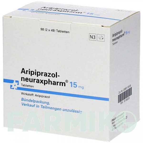 АРІПІПРАЗОЛ (ARIPIPRAZOL) 15 мг таблетки 98 шт - Арипіпразол NEURAXPHARM