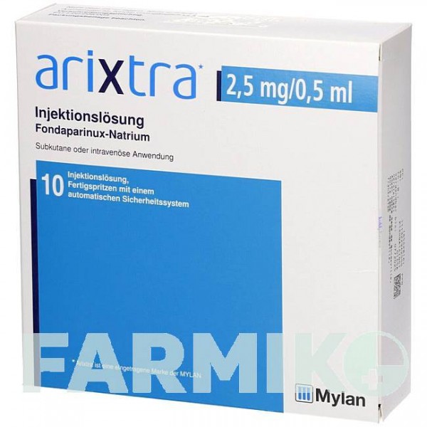АРИКСТРА (ARIXTRA) 2,5 мг/0,5 мл раствор 10x0,5 мл - Фондапаринукс KOHLPHARMA