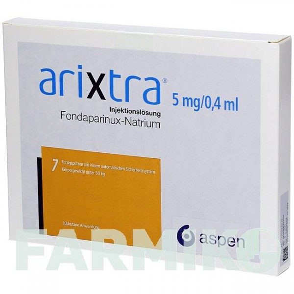 АРІКСТРА (ARIXTRA) 5 мг/0,4 мл розчин 7x0,4 мл - Фондапаринукс CC PHARMA