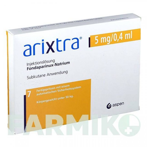 АРІКСТРА (ARIXTRA) 5 мг/0,4 мл розчин 7x0,4 мл - Фондапаринукс VIATRIS