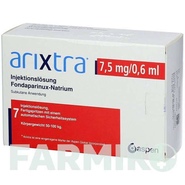 АРІКСТРА (ARIXTRA) 7,5 мг/0,6 мл розчин 7x0,6 мл - Фондапаринукс KOHLPHARMA
