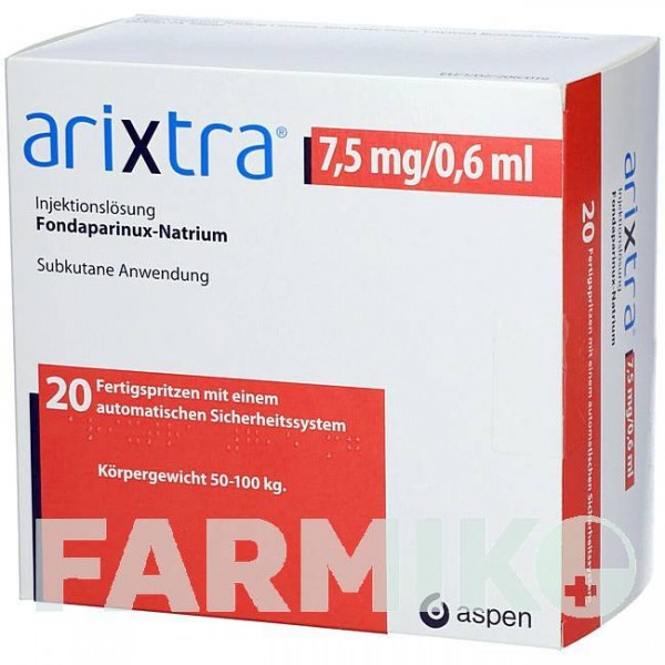 АРИКСТРА (ARIXTRA) 7,5 мг/0,6 мл раствор 20x0,6 мл - Фондапаринукс ORIGINALIS