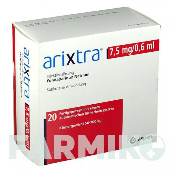 АРІКСТРА (ARIXTRA) 7,5 мг/0,6 мл розчин 20x0,6 мл - Фондапаринукс VIATRIS
