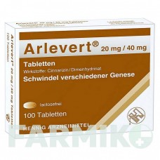 АРЛЕВЕРТ (ARLEVERT) 20 мг/40 мг таблетки 100 шт - Циннаризин, Дименгидринат HENNIG