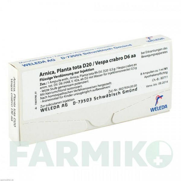 АРНИКА ПЛАНТА (ARNICA PLANTA) D 20 ампулы 8x1 мл - Гомеопатия WELEDA