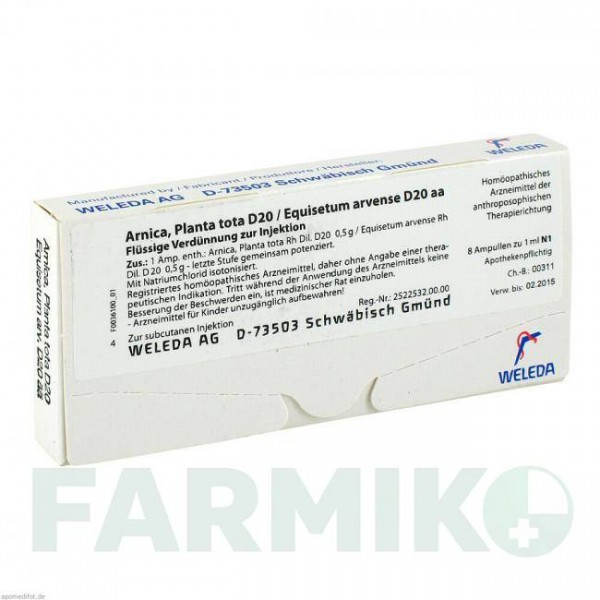 АРНИКА ПЛАНТА (ARNICA PLANTA) D 20 ампулы 8x1 мл - Гомеопатия WELEDA