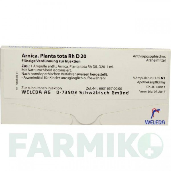 АРНИКА ПЛАНТА (ARNICA PLANTA) D 20 ампулы 8x1 мл - Гомеопатия WELEDA