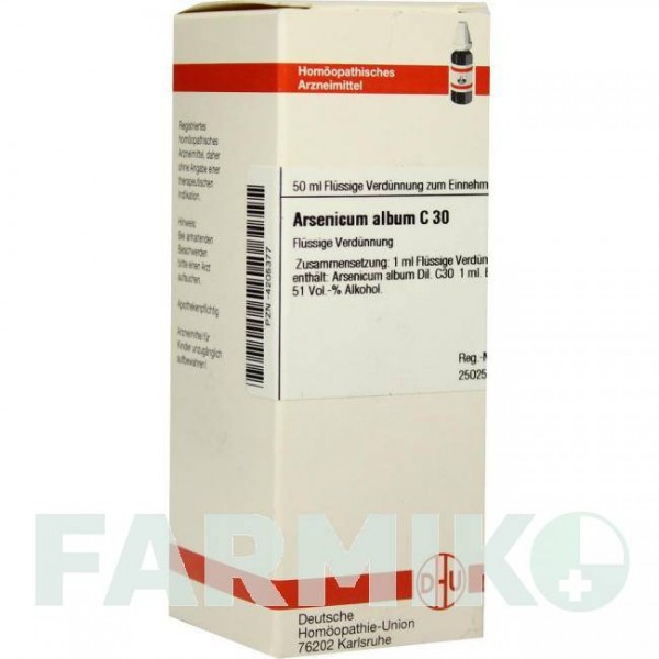АРСЕНИКУМ АЛЬБУМ (ARSENICUM ALBUM) C 30 раствор 50 мл - Гомеопатия DHU