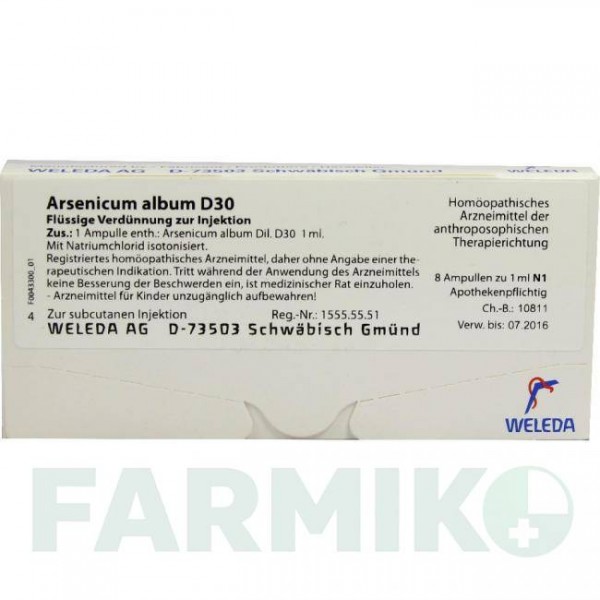 АРСЕНИКУМ АЛЬБУМ (ARSENICUM ALBUM) D 30 ампулы 8 шт - Гомеопатия WELEDA