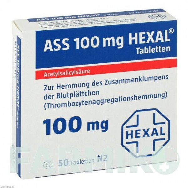 АСС (ASS) 100 таблетки 50 шт - Ацетилсаліцилова кислота HEXAL