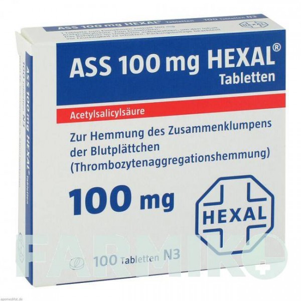 АСС (ASS) 100 таблетки 100 шт - Ацетилсалициловая кислота HEXAL
