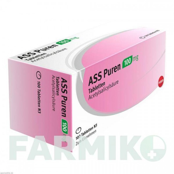АСС (ASS) 100 мг таблетки 100 шт - Ацетилсалициловая кислота PUREN PHARMA