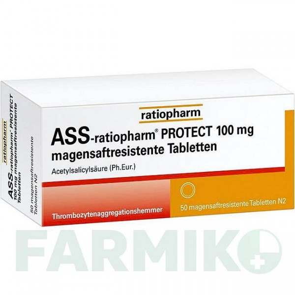 АСС (ASS) 100 мг таблетки 50 шт - Ацетилсалициловая кислота RATIOPHARM