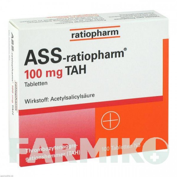 АСС (ASS) 100 мг таблетки 100 шт - Ацетилсаліцилова кислота RATIOPHARM