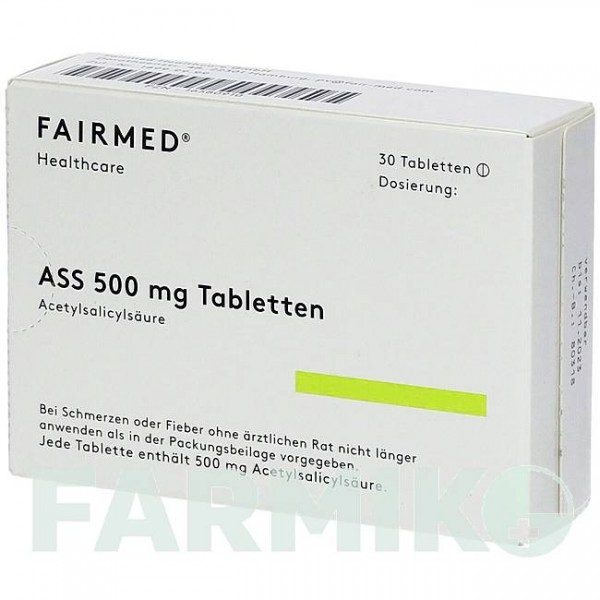 АСС (ASS) 500 мг таблетки 30 шт - Ацетилсалициловая кислота FAIRMED HEALTHCARE