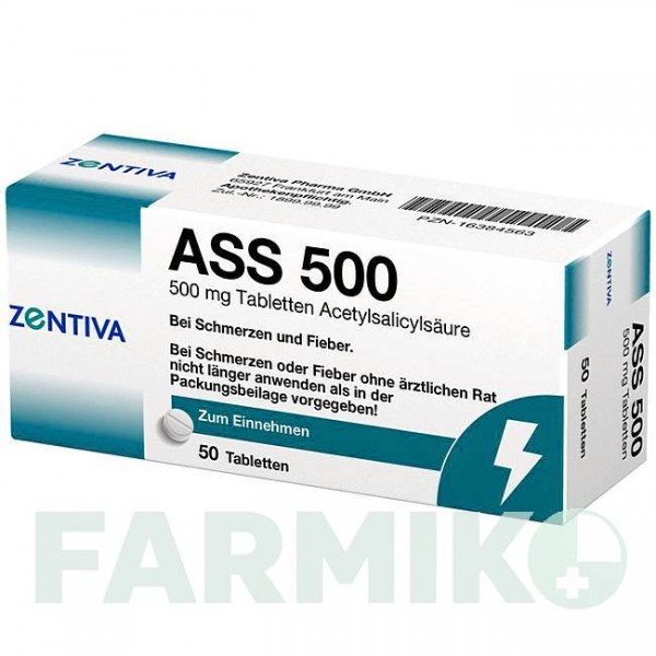 АСС (ASS) 500 таблетки 50 шт - Ацетилсаліцилова кислота ZENTIVA