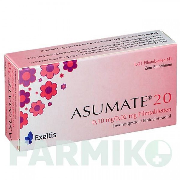 АСУМАТ (ASUMATE) 0,1 мг/0,02 мг таблетки 21 шт - Левоноргестрел, Етинілестрадіол EXELTIS