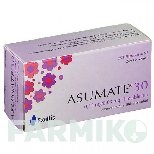 АСУМАТ (ASUMATE) 0,15 мг/0,03 мг таблетки 6x21 шт - Левоноргестрел, Этинилэстрадиол EXELTIS
