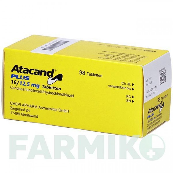 АТАКАНД (ATACAND) 16 мг/12,5 мг таблетки 98 шт - Кандесартан, Гидрохлоротиазид CHEPLAPHARM