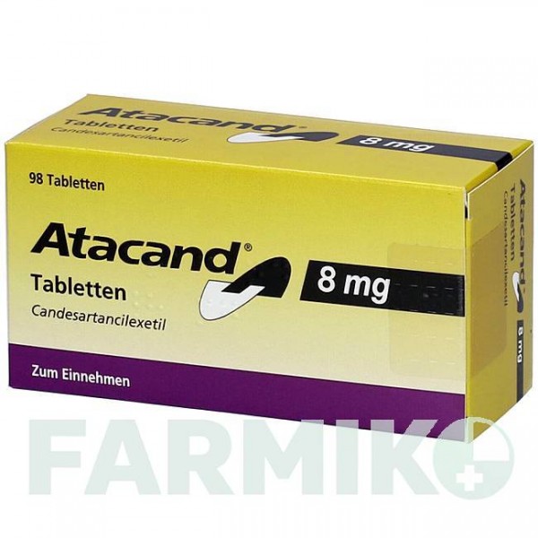 АТАКАНД (ATACAND) 8 мг таблетки 98 шт - Кандесартан AXICORP PHARMA