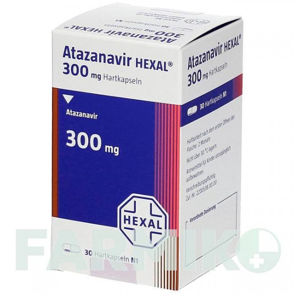 АТАЗАНАВИР (ATAZANAVIR) 300 мг капсулы 30 шт - Атазанавир HEXAL