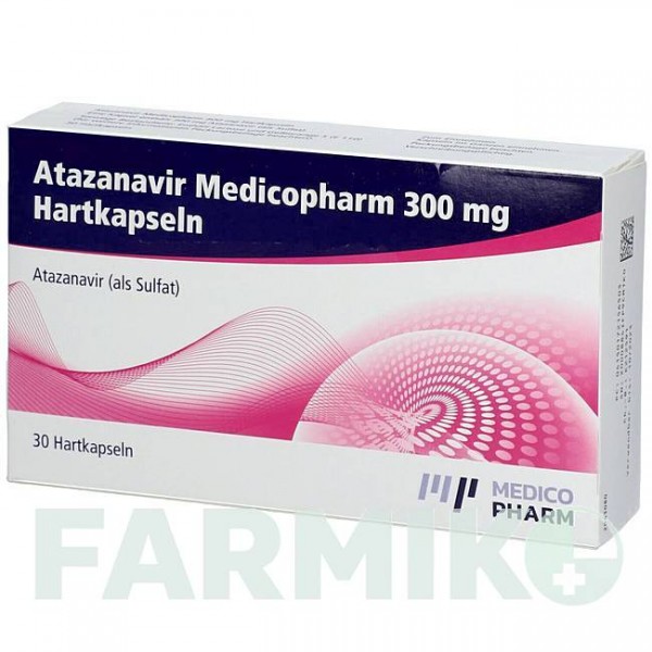 АТАЗАНАВИР (ATAZANAVIR) 300 мг капсулы 30 шт - Атазанавир MEDICOPHARM