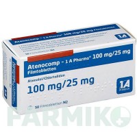 АТЕНОКОМП (ATENOCOMP) 100 мг/25 мг таблетки 50 шт - Атенолол, Хлорталідон 1 A PHARMA