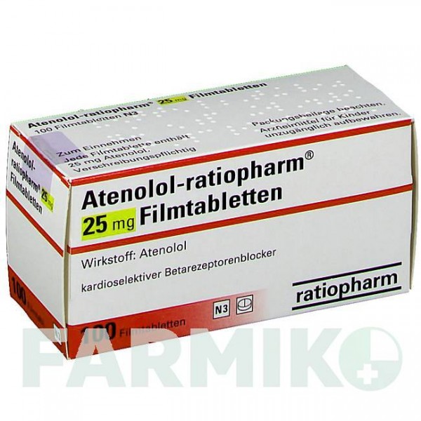 АТЕНОЛОЛ (ATENOLOL) 25 мг таблетки 100 шт - Атенолол RATIOPHARM